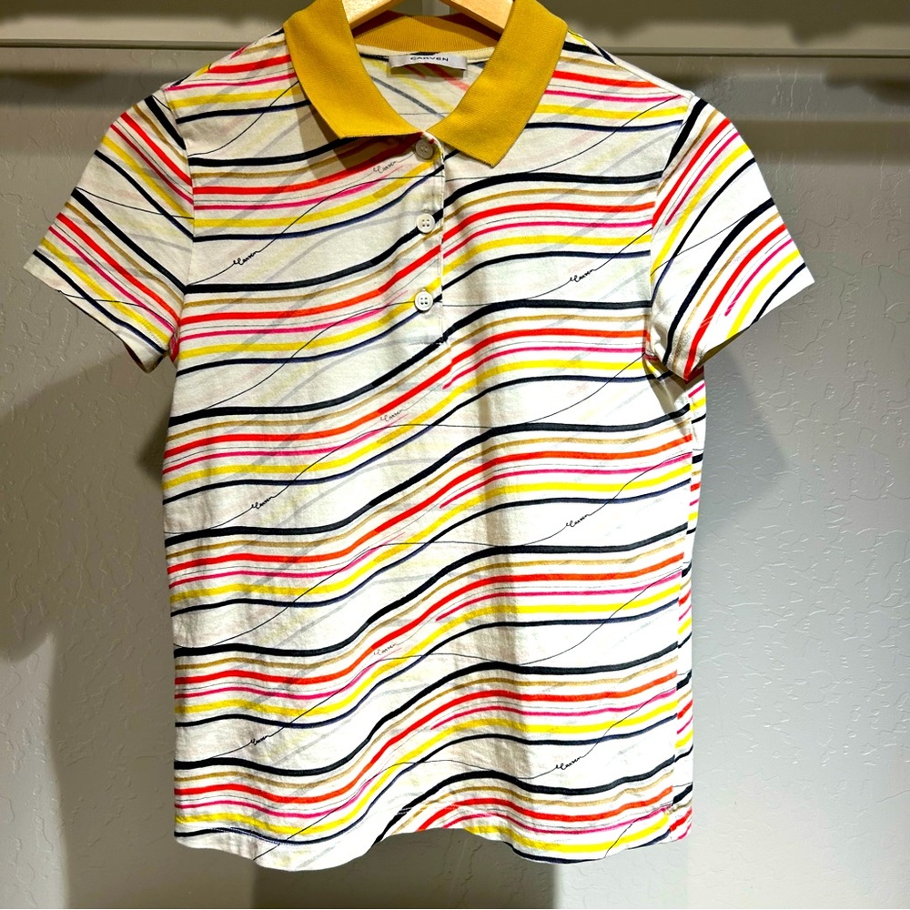 Carven T-shirt collared striped polo XS/0